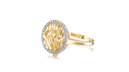 טבעת יהלום ‘שמע ישראל’ זהב צהוב 14 קראט