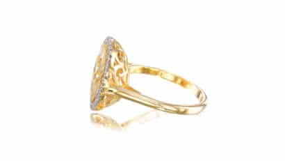 טבעת יהלום ‘שמע ישראל’ זהב צהוב 14 קראט